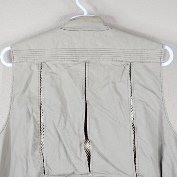 Cabelas Safari Vest Mens Large Beige Multi Pocket Fishing Hunting - Picture 4 of 16